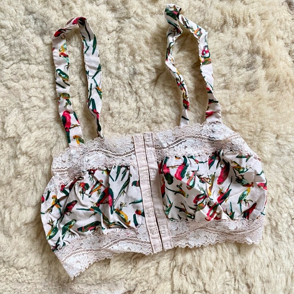 Urban Outfitters Parrot Bird Print Bra Bralette Top - Picture 1 of 5